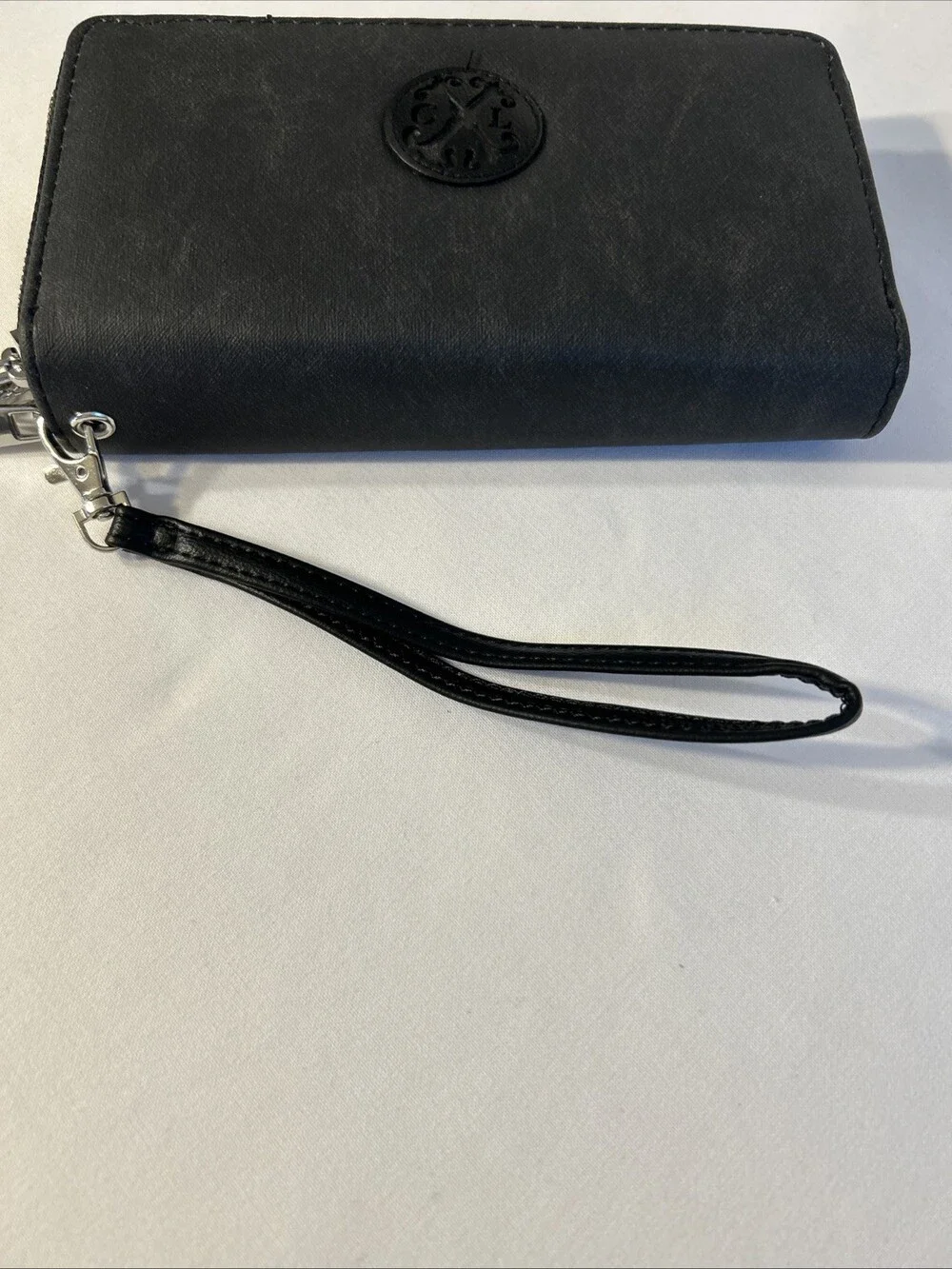 CXL By Christian Lacroix Wristlet Wallet Womens Black Ames Denim Double Zipper
